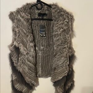 Wilsons Leather Gray Chunky Knit Poncho